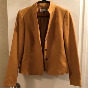 Business attire, mustard jacket w/brown skirt sept
